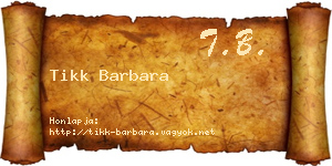 Tikk Barbara névjegykártya